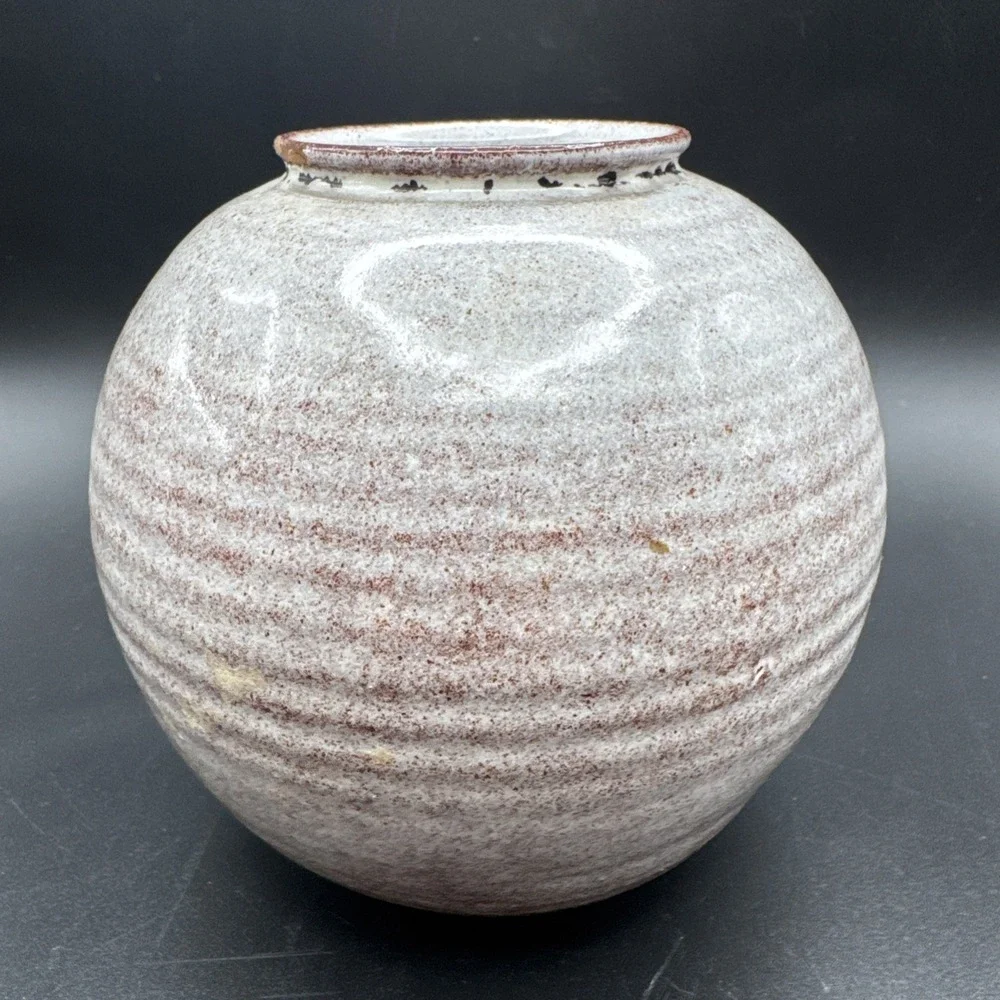 Westraven Art Pottery Vase Ribbed Gray Rust 913 Holland Midcentury Modern‎ Vtg
